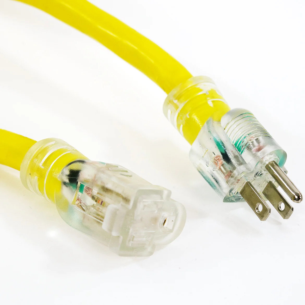 Cable de extensión de alimentación estándar americano de 25 pies, enchufe transparente amarillo americano, cable de alimentación estándar americano de alta resistencia para exteriores con enchufe