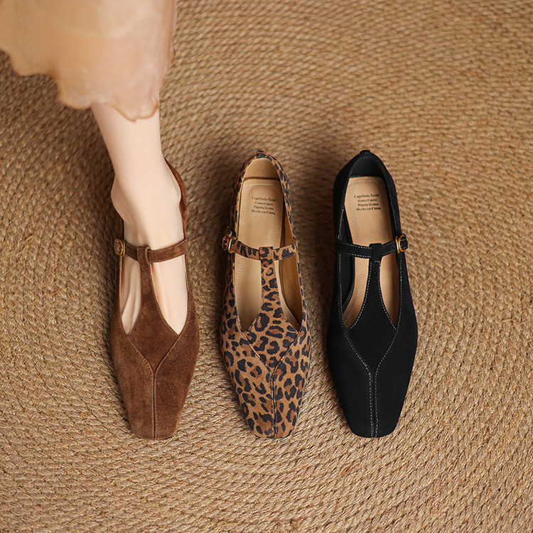 CHIKO Bunny Square Toe Block Heels T-Strap Shoes