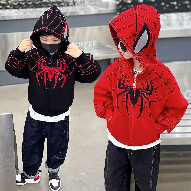 Boys Spider-Man Children's Long Sleeve Sweatshirt Children's Wear Boys Coat 2023 New Little Boy regular Hooded Clothes