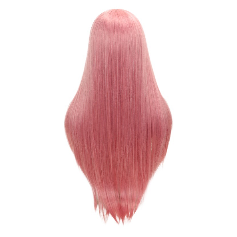 Peluca europea y americana fibra química split costura 13*4*1 encaje Rosa 30 pulgadas larga recta peluca cabeza cubierta en stock venta al por mayor