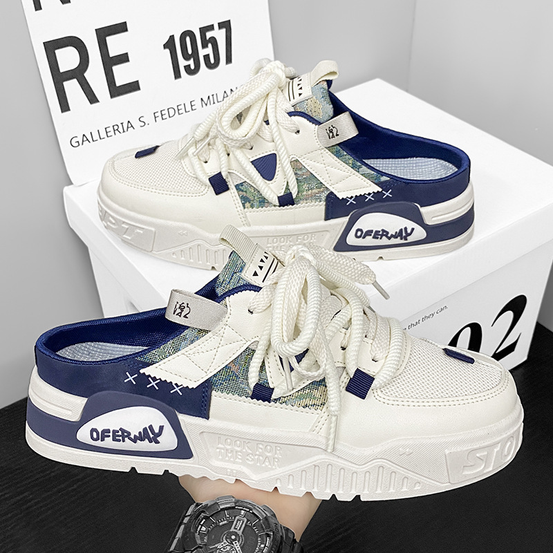 Zapatos de verano de medio soporte perezoso con un pedazo de zapatos casuales con suela gruesa zapatos de moda pequeños zapatos de skate de nicho image 9