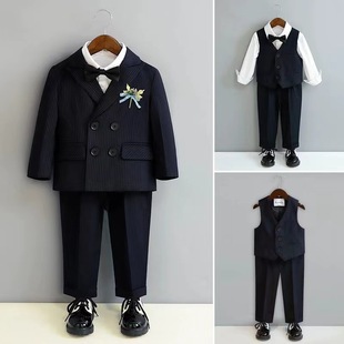 Children's Dress Spring New British Striped Suit Suit Baby One-Year-Old Performance Suit Boy Flower Girl