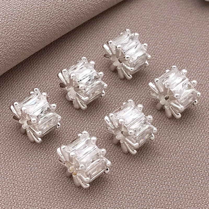 铜渡厚银保色镶钻隔珠串珠散珠桶珠水晶珍珠手串手链diy饰品配件|undefined