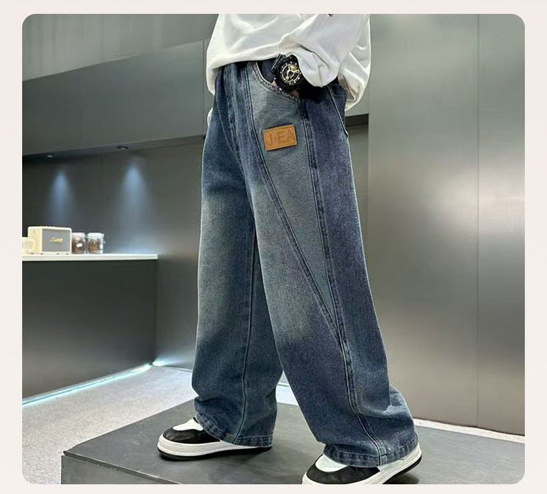 Vaqueros de pierna ancha para niño pantalón denim corte recto_voghion.com