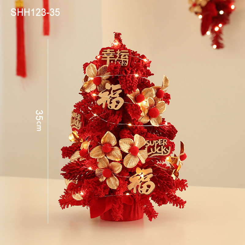 De alta gama de simulación rojo fortuna árbol Año Nuevo Festival celebración cubo decoración del hogar Accesorios decoración flor traje año Flor al por mayor