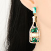 55258 European and American retro champagne bottle full diamond pearl earrings Personal women's jewelry Earrings