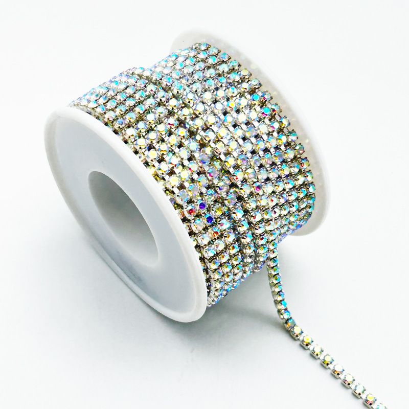 Chain de garra de diamante galvanizado intensivo plata cadena de perforación ropa bolsas diy barras de perforación accesorios accesorios de perforación de garra al por mayor