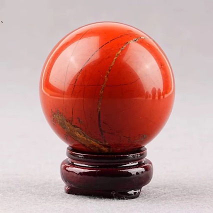 天然红碧玉球原石原矿打磨水晶球收藏级摆件 居家办公工艺品装饰