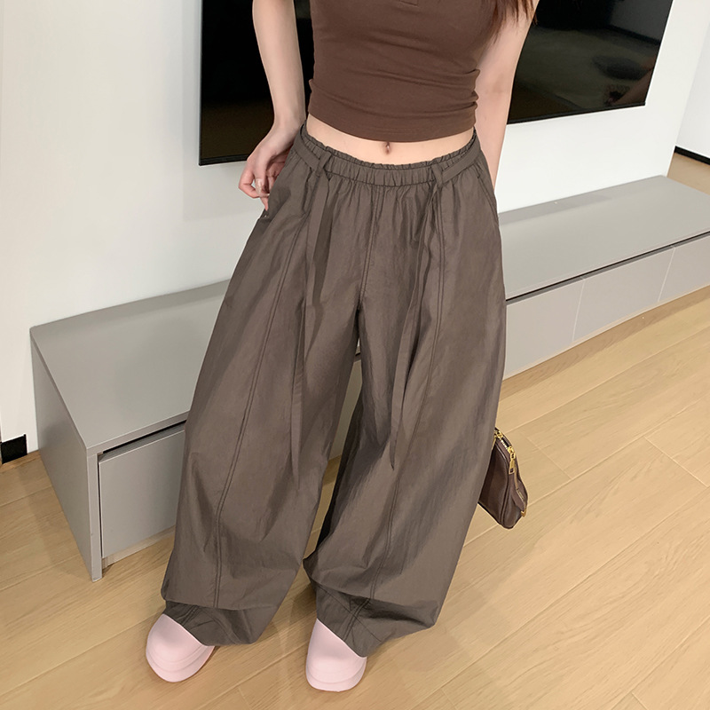 Ice Silk Wide-Leg Pants for Women, Summer Thin 2026 New High-Waisted Slimming Design for Petite Figures, Quick-Dry Casual Pants