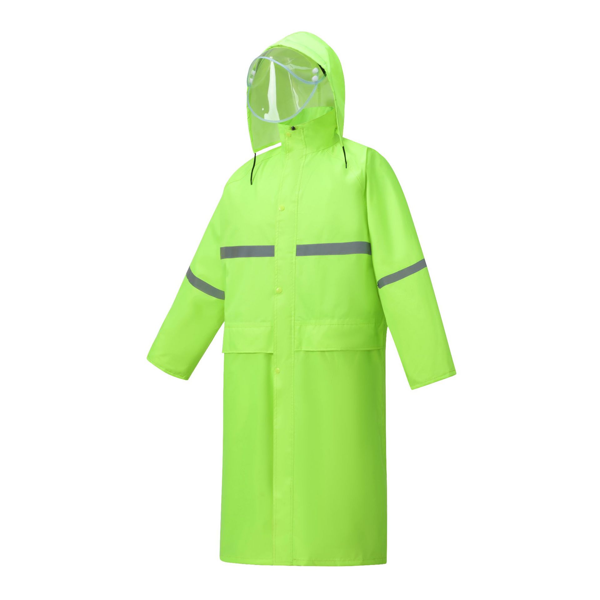 Una chaqueta de lluvia larga y gruesa a prueba de tormentas de todo el cuerpo caminando en servicio sanitario al aire libre chaqueta de lluvia de emergencia reflectante