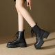 Martin boots for women 2024 new winter fleece-lined British style Big Head small thick bottom short boots British mid-calf autumn