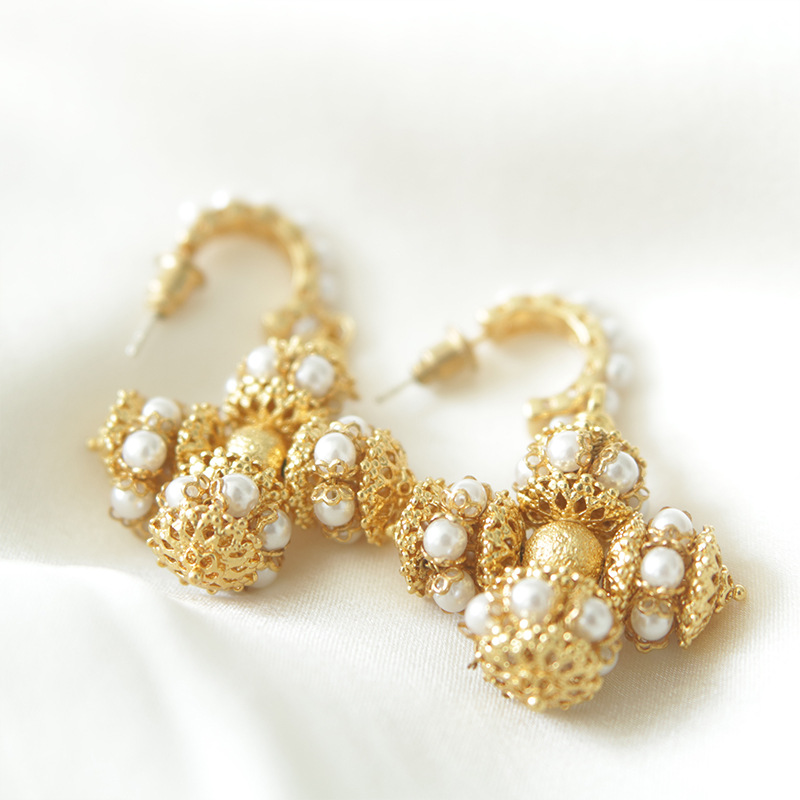 Royal classical style silver needle stud earrings heavy industry retro earrings_voghion.com