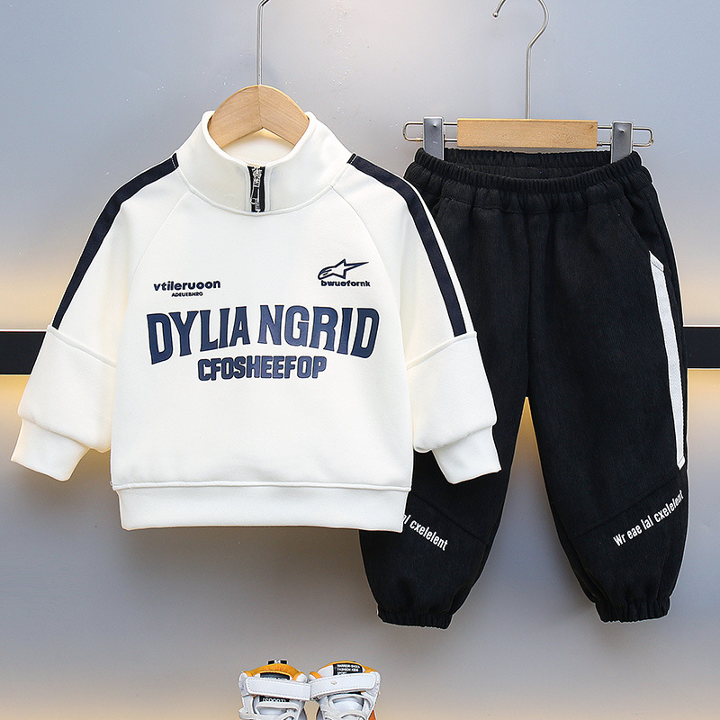 7699 Traje para niños y niños 2025 nueva ropa casual suéter atractivo primavera primavera primavera primavera primavera y otoño bebé traje de dos piezas marea