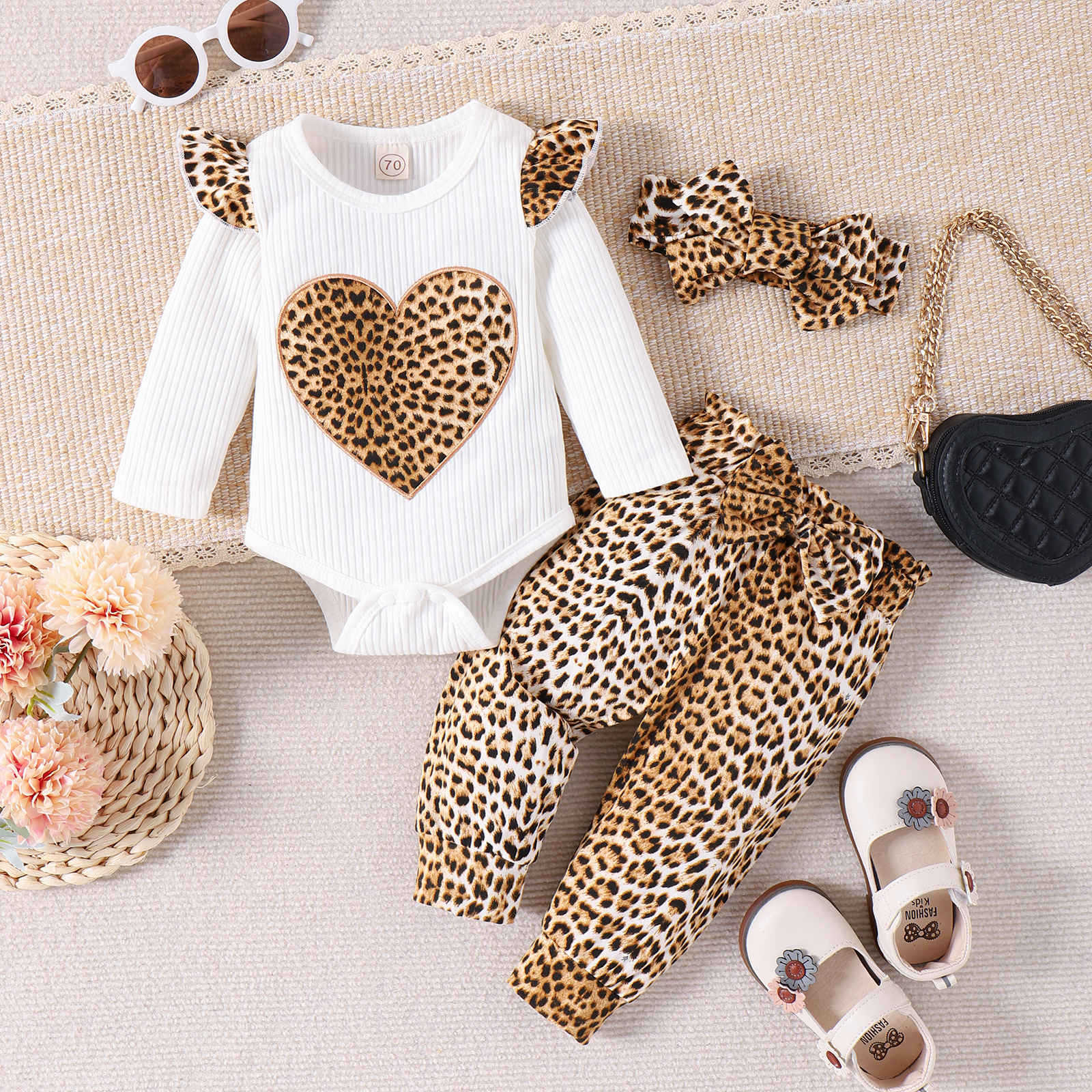 Einfacher Stil Leopard Baumwolle Mädchen Kleidung Sets display picture 7