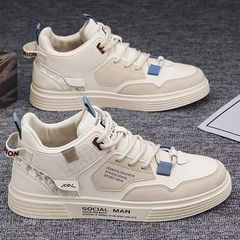 High-top canvas shoes for men, spring and autumn new breathable white shoes for men, trendy and versatile sports sneakers, trendy shoes