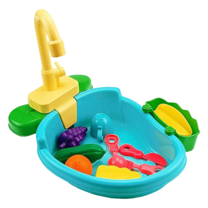 Regalo DE LOS NIÑOS simulación eléctrica fregadero agua automática lavado y corte fruta play House cocina lavavajillas juguete