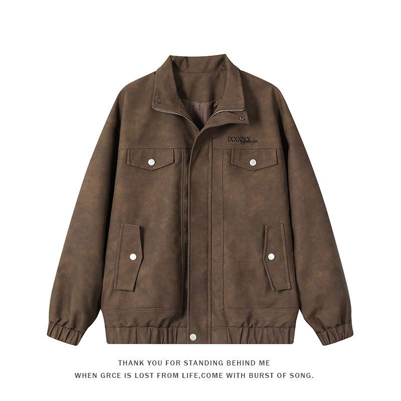 Coat, men's motorcycle Spring and Autumn American fashion brand versatile, cool racing suit, lapel leather jacket,_voghion.com