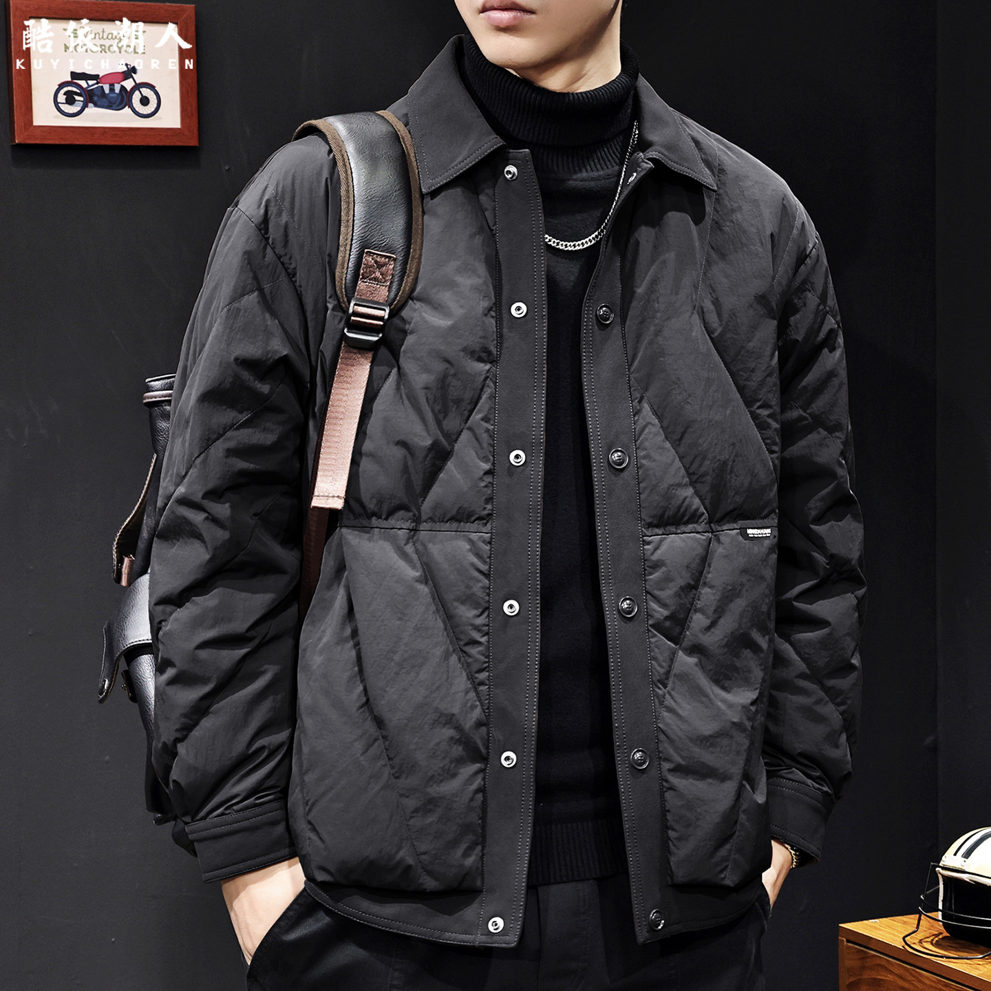 New National Standard 90 Lightweight White Duck down 2025 New Men's down Jacket Autumn and Winter Trendy Brand Lapel American Style Large Size