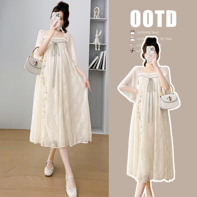 Maternity Wear 2026 Summer New Style Improved Hanfu Heavy Embroidery Large Size Maternity Dress Maternity Wear 2026 Summer New Style Improved Hanfu Heavy Embroidery Large Size Maternity Dress