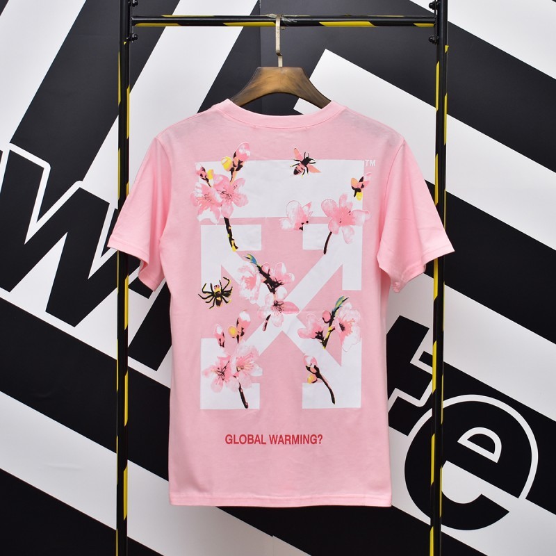 卸売オフ半袖owファッションブランド溶解矢印グラデーション星空スプラッシュインクTシャツ3Dプリント警告線カップル着用|undefined