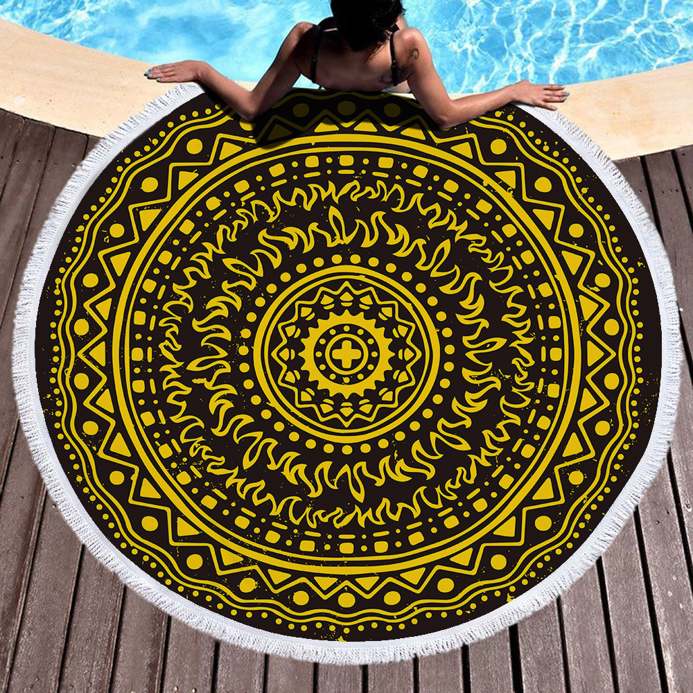 Nuevo estilo redondo Mandala estampado toalla de playa toalla de baño de microfibra cojín de patrón mandala