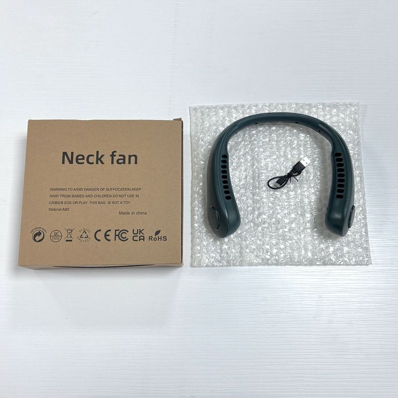 充電式長寿命ポータブル静音首掛け扇風機強風小型ツインターボブレードレス首掛け扇風機|undefined