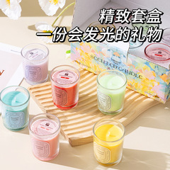 ドーパミンカラーグラス香薫ろうそく創意diy置物薫香植物ワックス伴手礼箱卸売り