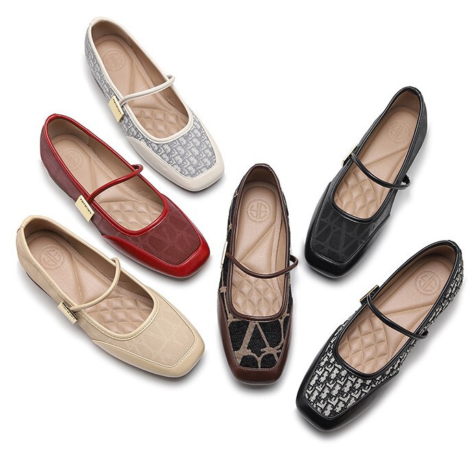 Foreign Trade Cross-Border Square-Toe Mary Jane Work Shoes, Low Heel, Soft Sole, Comfortable Daily Women's Shoes 219-18 # Flat Heel
