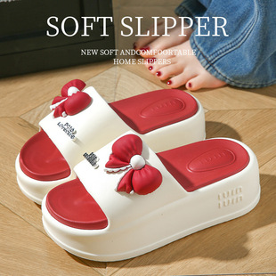 Summer New Style Bow-Knot Internet Celebrity Cute Cartoon Sandals for Women to Wear at Home and Indoor Non-Slip Soft Thick-Soled Slippers