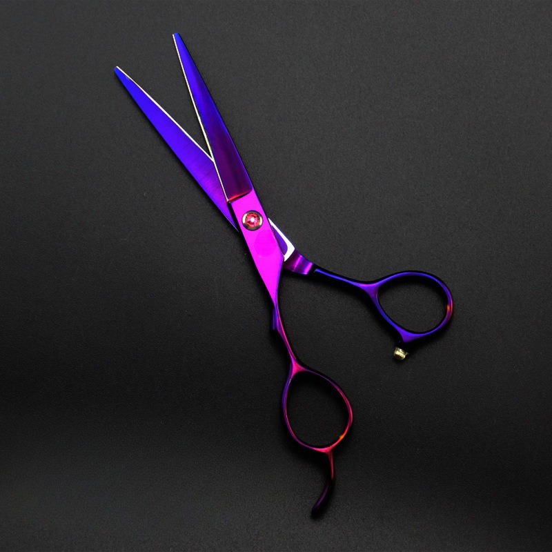 Tijeras profesionales para peluquería zurdos, con recubrimiento violeta