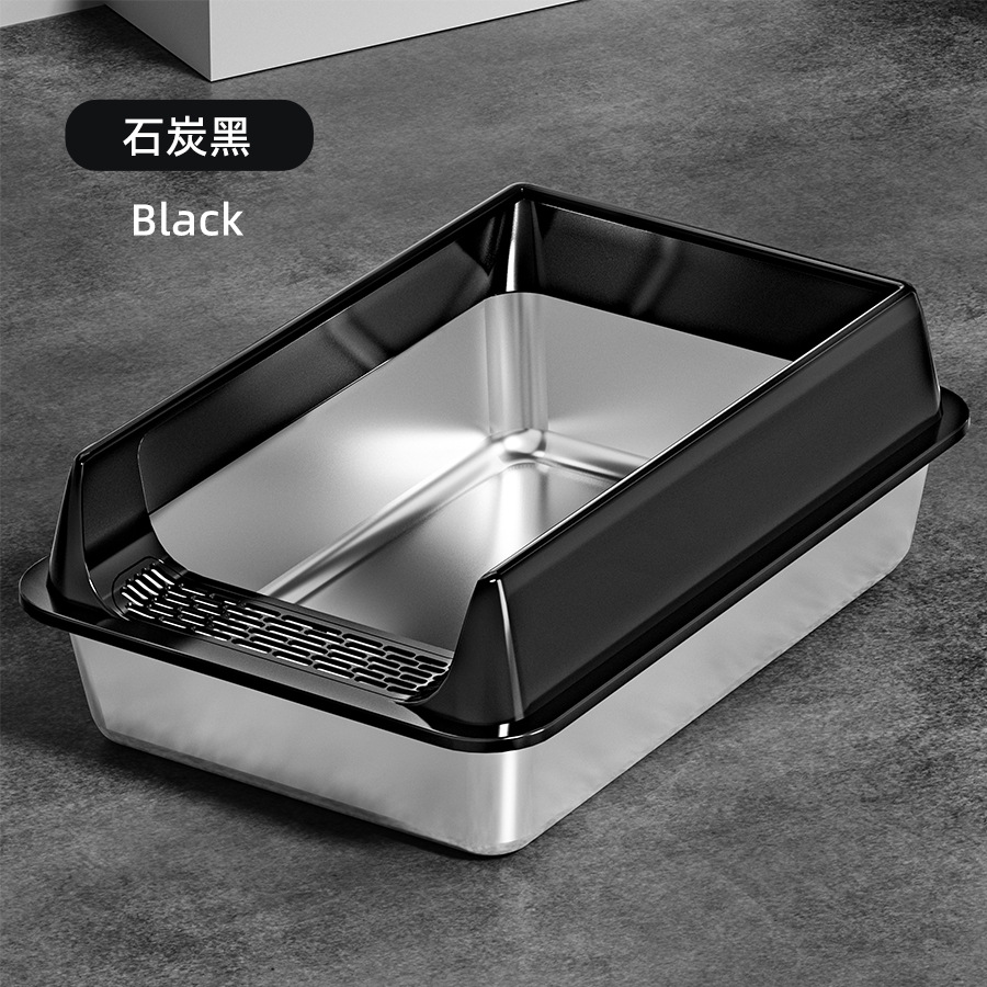 Caja de arena para gatos semicerrada de gran tamaño, cerca de elevación de acero inoxidable, baño para gatos de gran espacio, antisalpicaduras externas, lavabo de heces para gatos al por mayor