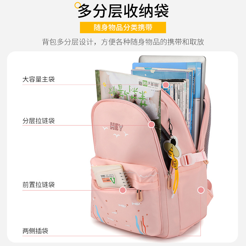 Natural de Peces nuevo estilo casual mochila para estudiantes de la escuela primaria de gran capacidad Universal para niños y niñas de Grado 3 a grado 6