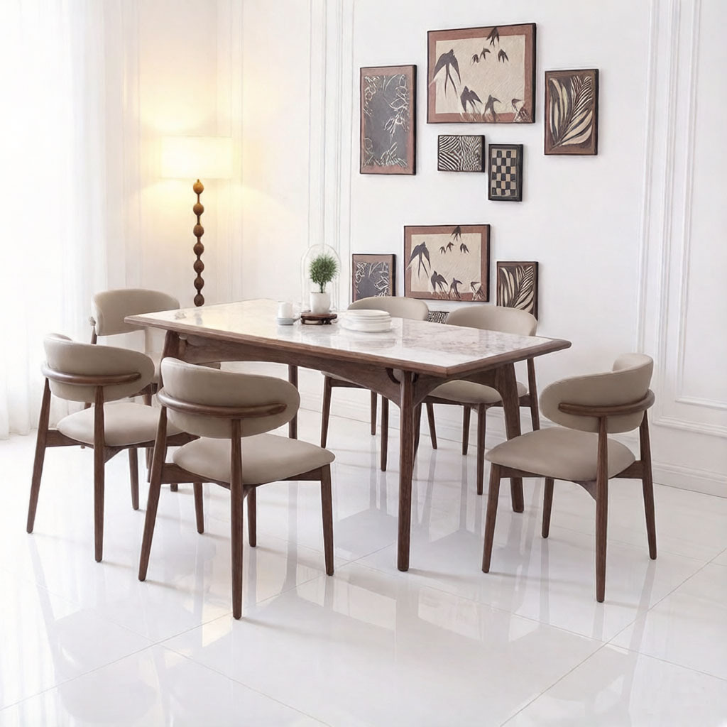 Modern Simple Solid Wood Slate Dining Table Living Room Home New Chinese Style New Ash Wood Rectangular Dining Table and Chairs Home