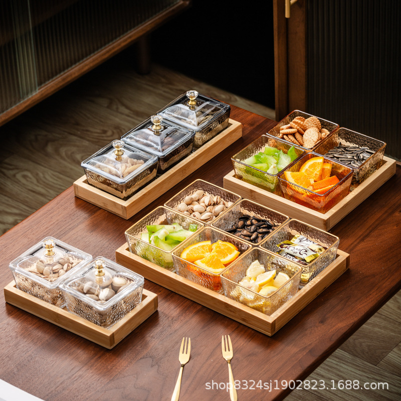 Snack Divider Platter Acrylic Fruit Plate Bar KTV Snack Plate Commercial Snack Candy Tray Divider