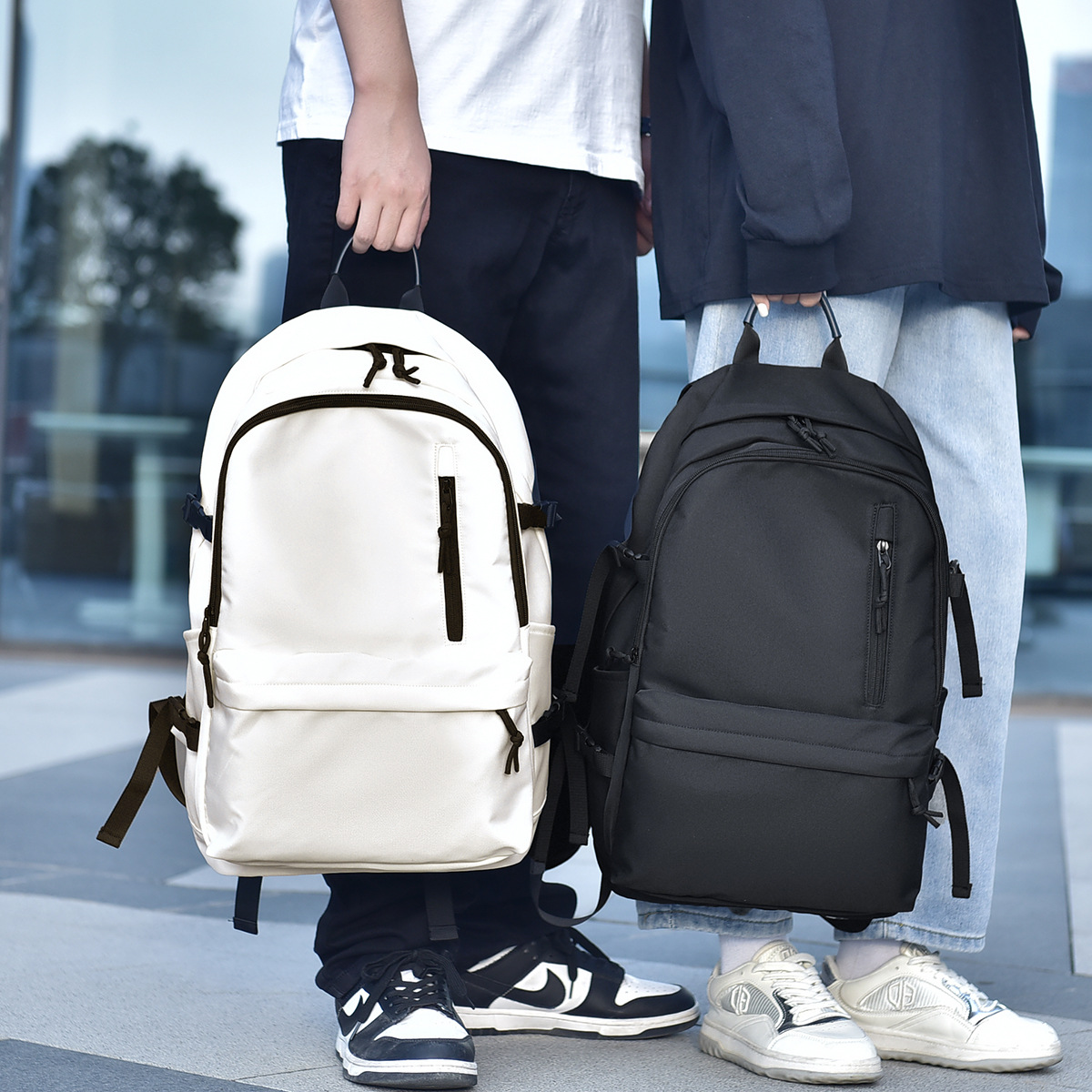New Cross-Border Unisex Junior and High School Student Schoolbags, Casual Couple Backpacks, Large-Capacity Multi-Compartment Backpacks