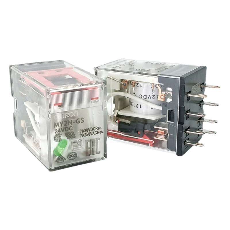 Реле промежуточное Omron MY2N-GS 24VDC, MY2N-GS 12VDC, два комплекта по 8 контактов, 5А, с возможностью установки на базу