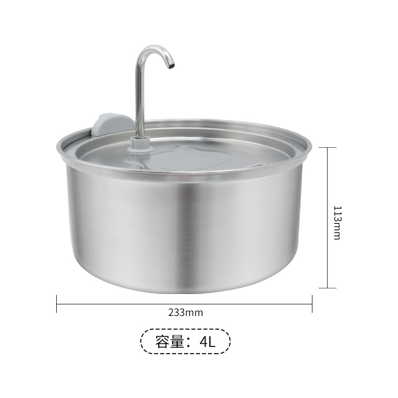 Dispensador de agua para mascotas de acero inoxidable transfronterizo Dispensador de agua inteligente para gatos Alimentador de agua automático para gatos Agua móvil Suministros para perros
