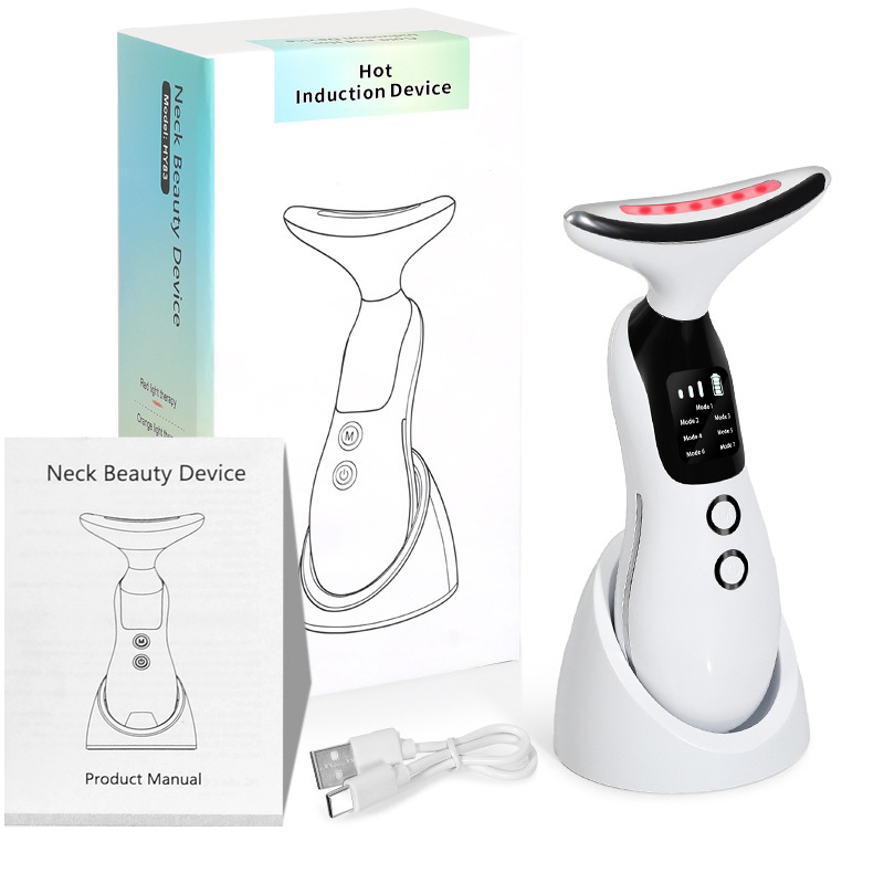 外国貿易向けクロスボーダー美顔器 首用美容器 加熱機能付き 首と顔両用 ほうれい線・首のしわマッサージ器|undefined