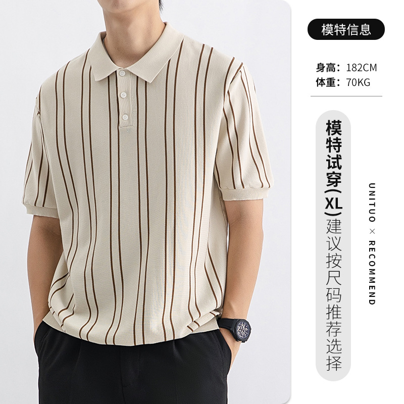 Hombres de alto nivel camisa polo de punto de hielo hombre de negocios casual Europa y América nuevo estilo transfronterizo con la solapa vieja ropa de hombre