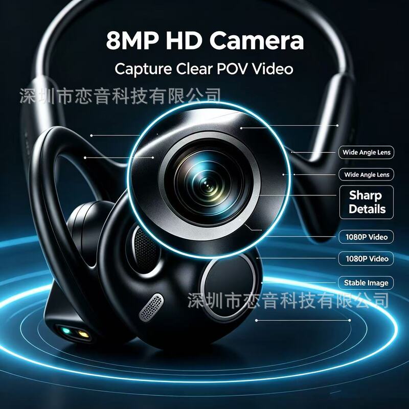 In-Stock E900S Smart Bluetooth Headset with Camera, 8 Million Pixels, Translation, Photo-Taking, Video Recording, and Audio Recording Capabilities