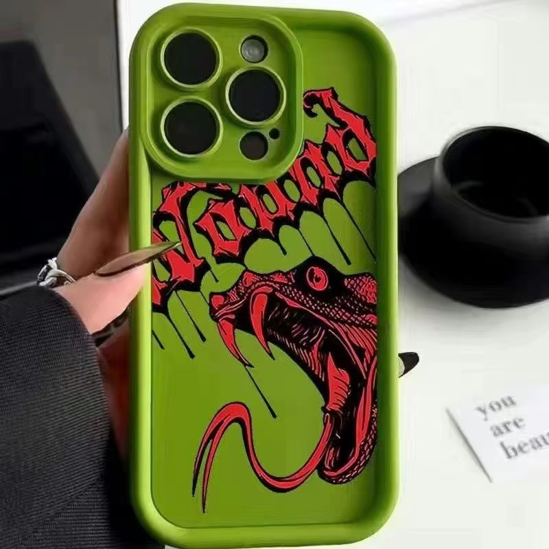 Cabeza de serpiente inglesa europea y americana para iPhone 16pro funda para teléfono móvil Apple 15 anti-caída 14/13promax nuevo 12