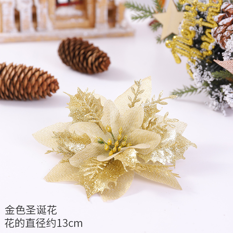 Flor dorada de Navidad (aproximadamente 13cm de diámetro)