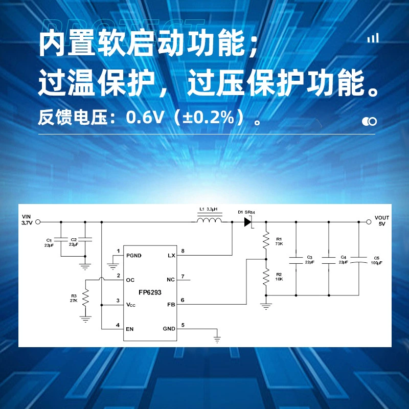 Original FP6293 SOP-8 current mode DC-DC boost converter 12V output voltage adjustable