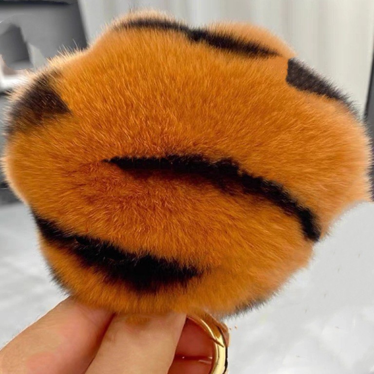 Real Rex piel de conejo suerte Tigre patrón pata coche llavero colgante lindo felpa bolsa adornos señoras