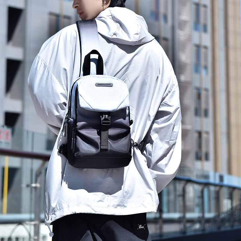 Transfronterizos otoño y invierno nueva gran capacidad de ciclismo al aire libre unisex mochila de pecho mochila de trampolín inclinado bolsa de moda bolsa de ocio