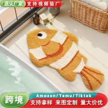 亚马逊TEMU动物植绒地垫浴室卫生间耐脏跨境防滑浴缸吸水装饰脚垫