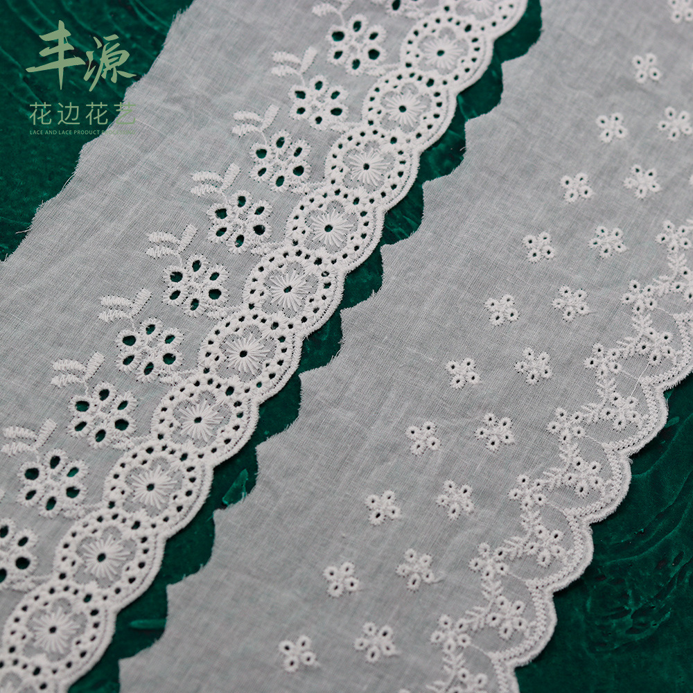 厂家直销纯棉花边DIY棉布棉绣蕾丝镂空刺绣花边服装辅料