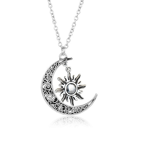 Euramerican Movie Ice and Fire Song Life's Moon, Sun, and Stars Hollow Long Necklace for Men and Women