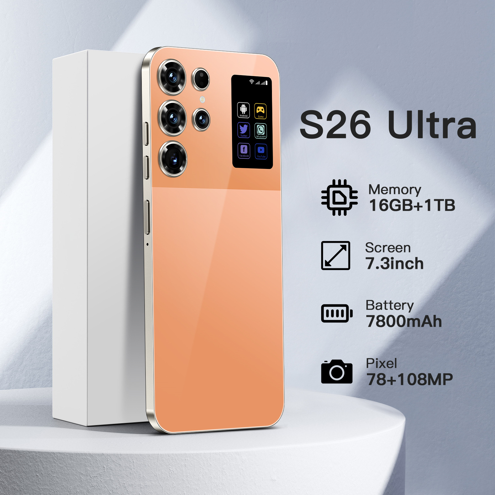 S26Ultra teléfono móvil transfronterizo 16 + 1T Android 7.3 pulgadas gran pantalla de comercio exterior fabricante de teléfonos inteligentes fuente TK