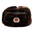 Black Leather 175g Red Brown Velvet Wheat Ear Soviet Badge